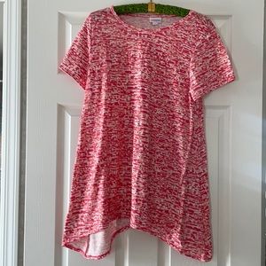 Lularoe Melissa tunic tee. Pink and white design.